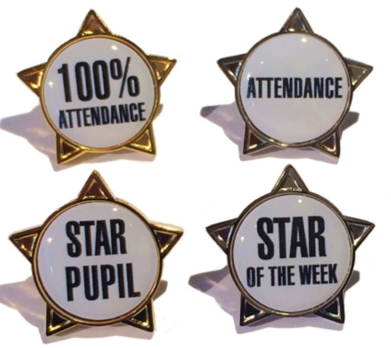 100% ATTENDANCE star badge